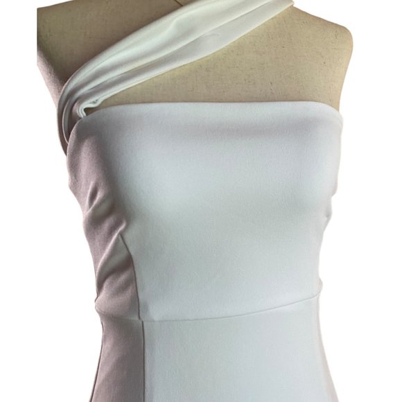 Olia Dress Women Small White One Shoulder Split Thigh Cocktail Bodycon Nightclub - Picture 2 of 16